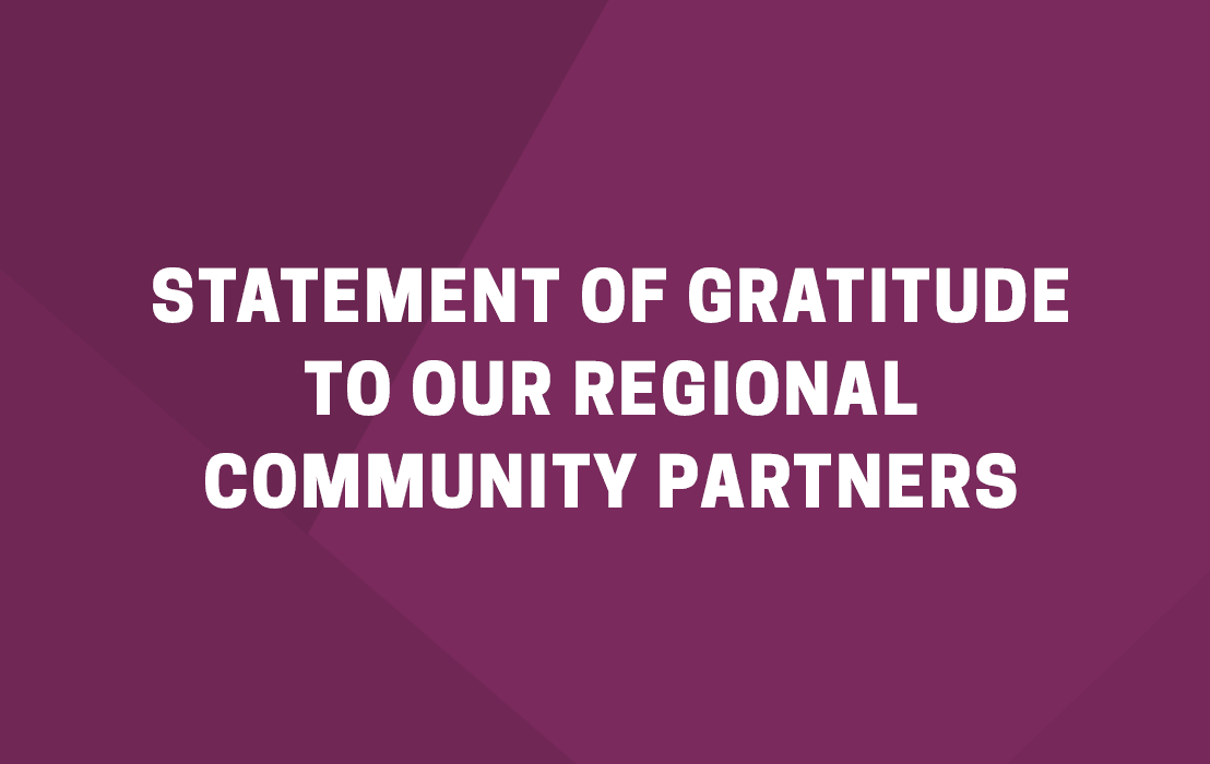 Blog title: Statement of Gratitude to Our Regional and Community Partners