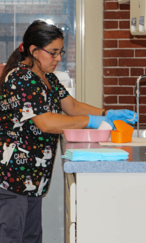 A student in our CNA training program