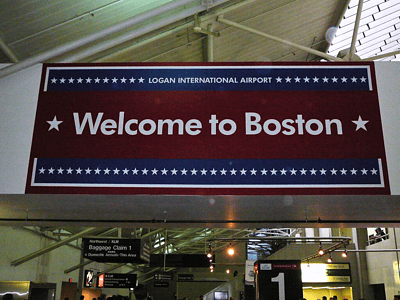 Welcome to Boston sign at Logan Airport