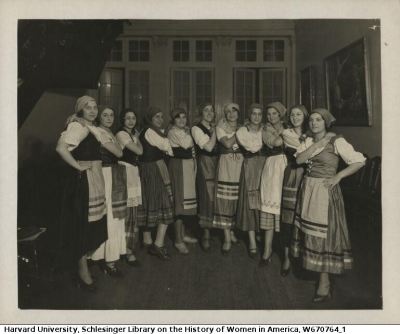 Folk dancers gather at IINE. Courtesy of Schlesinger Library, Harvard Radcliffe Institute.